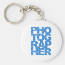 Photographer - Blue Text Keychains