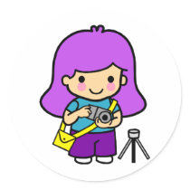 Photographer Girl Round Sticker