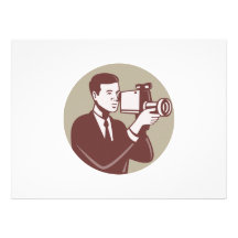 Photographer Shooting Video Camera Retro Personalized Announcements