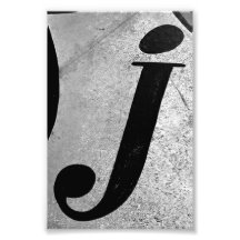 Photographie J1 4x6 noir et blanc de lettre d'alph