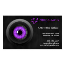 Photography Camera Lens Amethyst Business Card