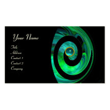 PHOTON SWIRL GEM MONOGRAM black  green blue Business Card Templates