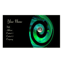 PHOTON SWIRL GEM MONOGRAM black  green white Business Card Template