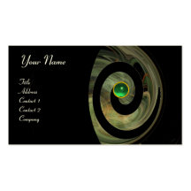 PHOTON SWIRL GEM MONOGRAM black green yellow Business Card Templates