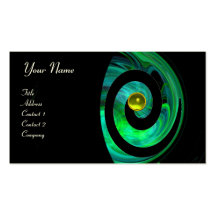 PHOTON SWIRL GEM MONOGRAM black  green yellow Business Card Templates