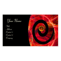 PHOTON SWIRL GEM MONOGRAM black red orange Business Card Templates