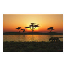 Photoprint de coucher du soleil de la savane