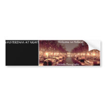 PhotoText Sticker -Amsterdam At Night  Bumper Sticker