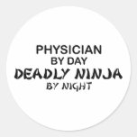 Physician Deadly Ninja by Night Round Stickers