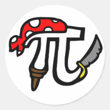 PI Pirate Round Sticker