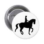 Piaffe Dressage Horse and Rider (black) Pinback Button