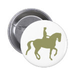 Piaffe Dressage Horse and Rider (sage green) Pinback Button