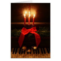 Piano and Candles Greeting Cards