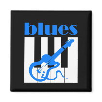 Piano and guitar blues refrigerator magnets