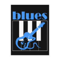 Piano and guitar blues postcard
