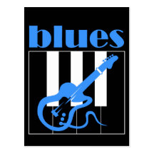 Piano and guitar blues postcard
