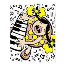 piano baby post card