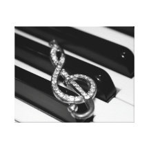 Piano bar Gclef Stretched Canvas Print