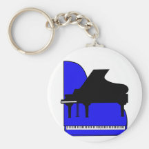 Piano Black Sillouette Blue Top View Key Chains