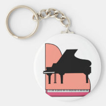 Piano Black Sillouette Pink Top View Keychains