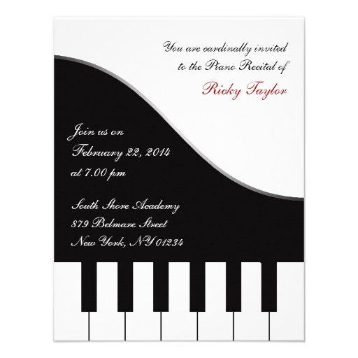 Piano Concert Invitation 4.25" X 5.5" Invitation Card | Zazzle