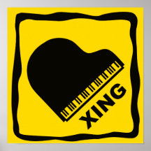 Piano croisant le poteau de signalisation de Xing Posters