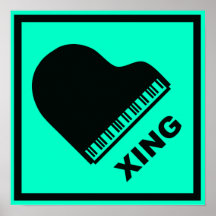 Piano croisant le poteau de signalisation de Xing Posters