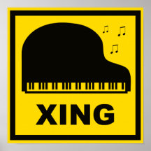 Piano croisant le poteau de signalisation de Xing Posters