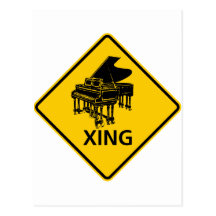 Piano Crossing Highway Sign Postcard
