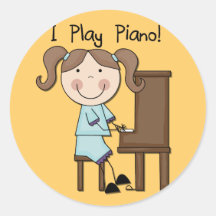 Piano - Female Tshirts and Gifts Round Sticker