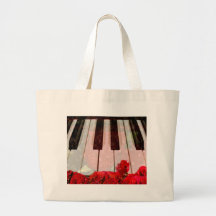 Piano key,Roses & Muisc notes_ Canvas Bags