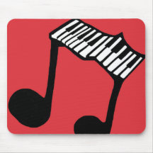 Piano, keyboard and music note mouse pad