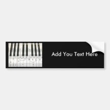 Piano Keyboard and Music Notes Bumper Stickers