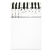 Piano Keyboard and Music Notes Custom Stationery