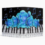 Piano Keyboard Blue Roses binders