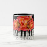 Piano Keyboard Roses and Music Notes mugs