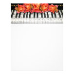 Piano Keyboard Roses and Music Notes Letterhead Design