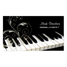 Piano Keyboard+swirls/teacher/tuner business cards