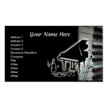 Piano Keyboard Violin & Trumpet Business Card Template
