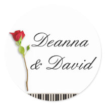 Piano keys and a rose stickers
