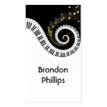 Piano Keys and Gold Music Notes Business Cards