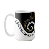 Piano Keys and Gold Music Notes Coffee Mug mugs