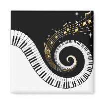 Piano Keys and Gold Music Notes Magnet