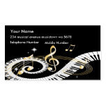 Piano Keys and Golden Music Notes Business Card