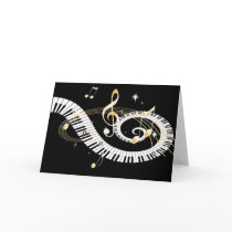 Piano Keys and Golden Music Notes Card