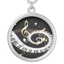 Piano Keys and Golden Music Notes Custom Jewelry