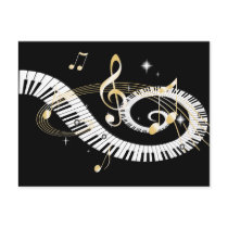 Piano Keys and Golden Music Notes Post Cards
