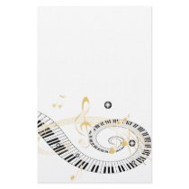 Piano Keys and Golden Music Notes Stationery Paper