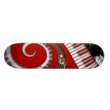 Piano Keys Music Notes Grunge Floral Swirls Skateboards