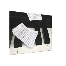 Piano keys with music canvas print